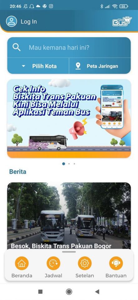 Tampilan Utama Aplikasi Teman Bus