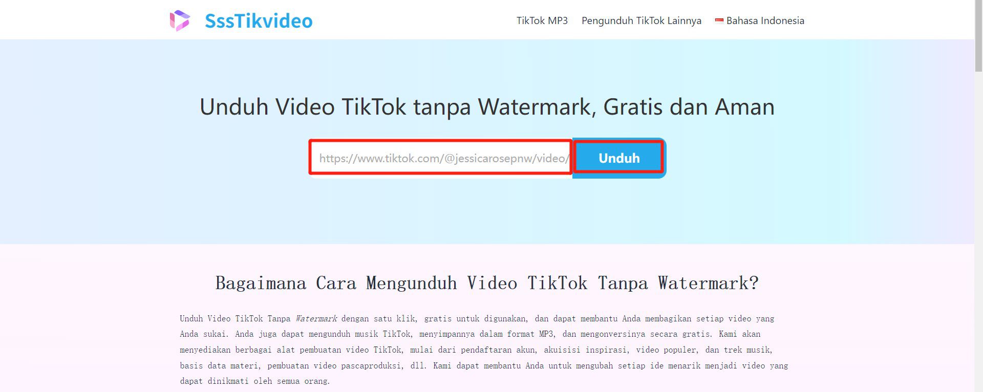 SssTikvideo Solusi Untuk Download video TikTok Tanpa Watermark