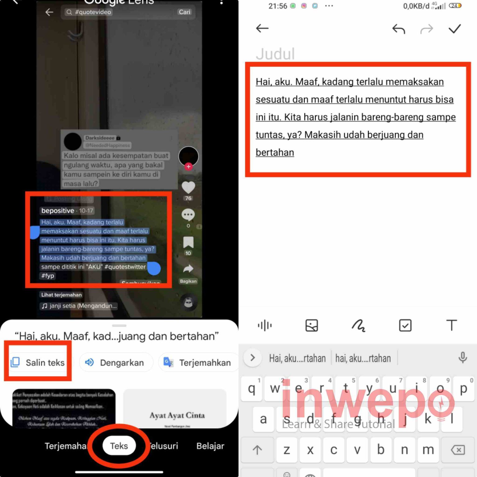 Cara Copy Caption Di TikTok