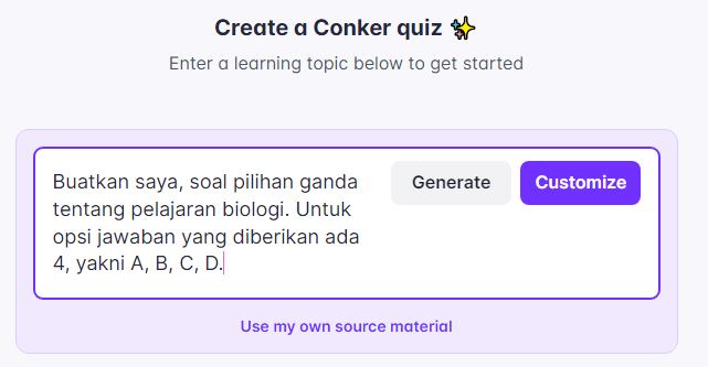 Create Conker Quiz