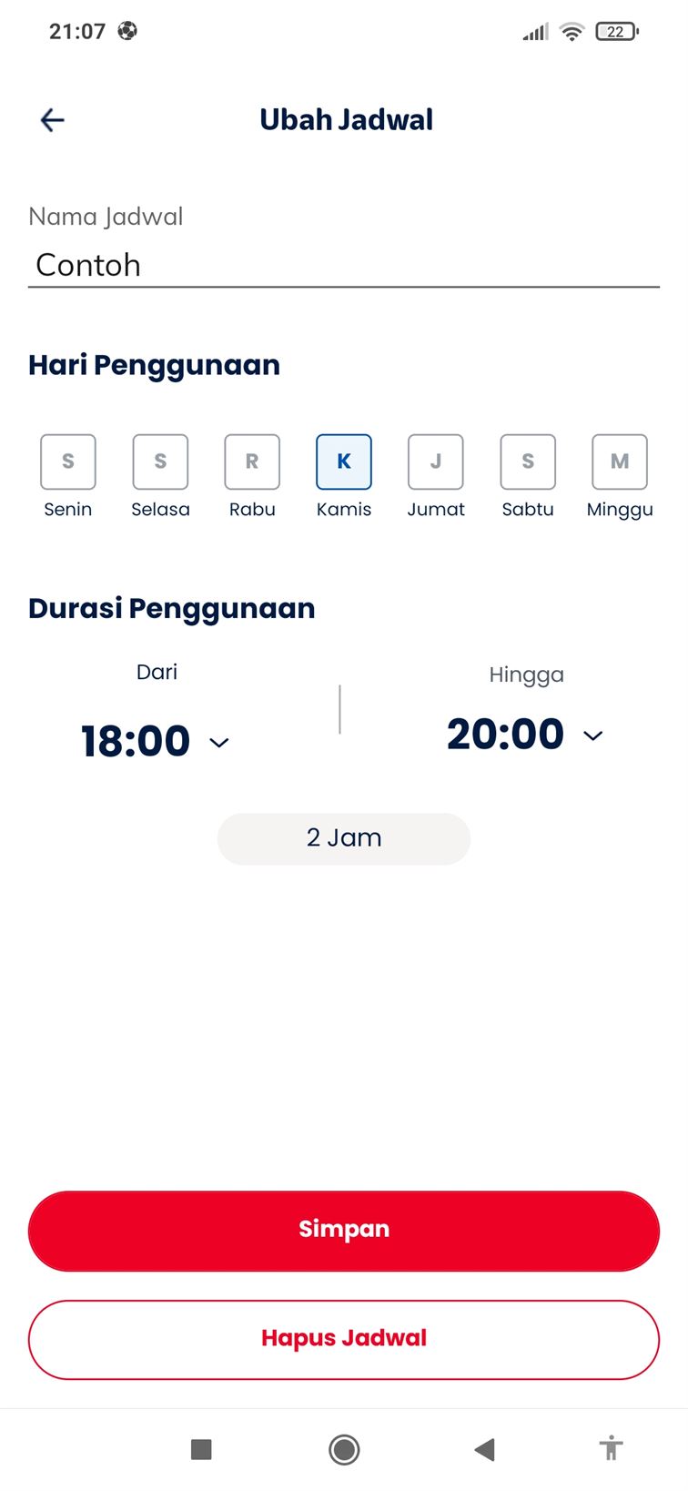 Hapus Jadwal